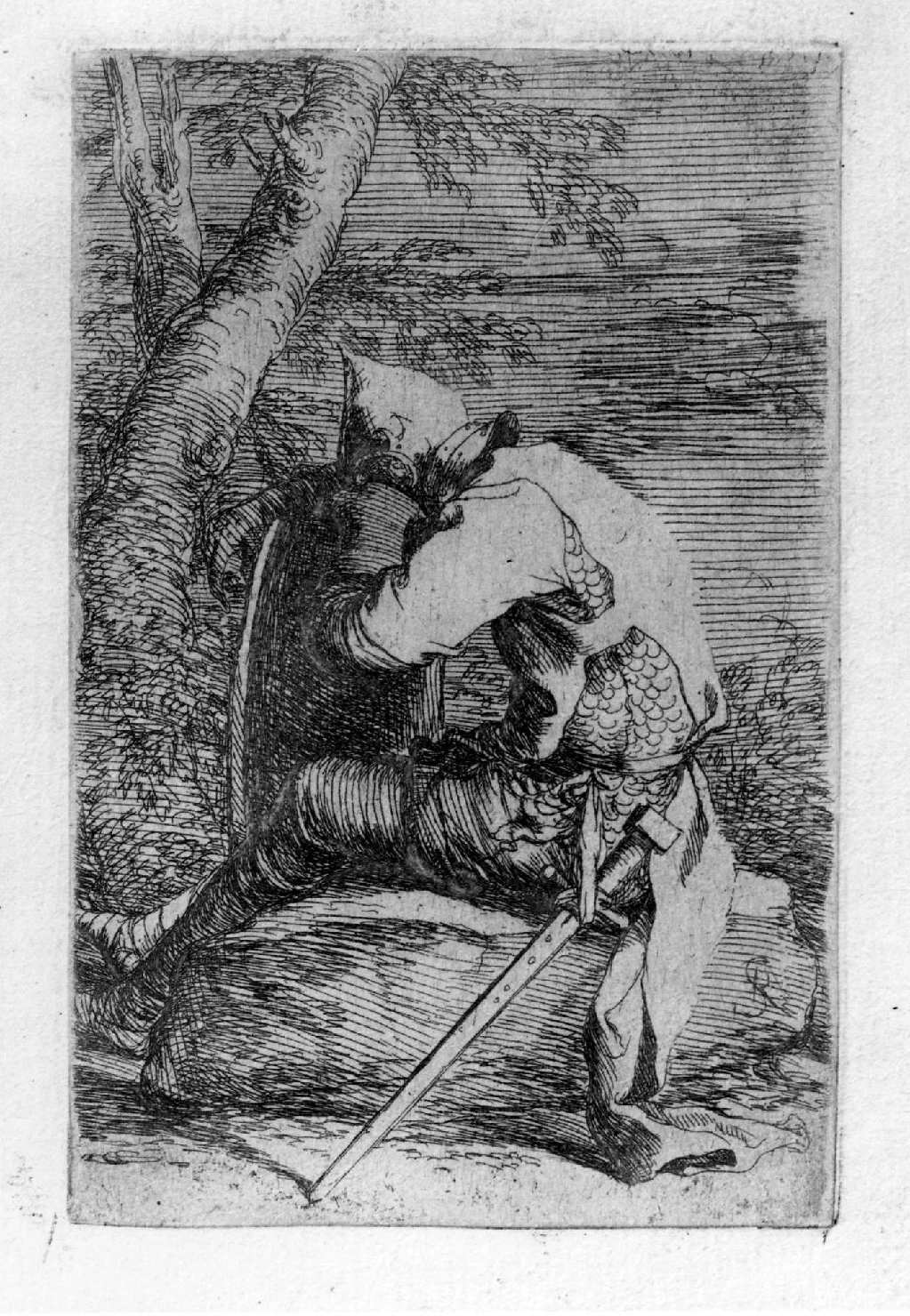 Stampa - Soldato seduto appoggiato allo scudo, Musei Civici, Vicenza